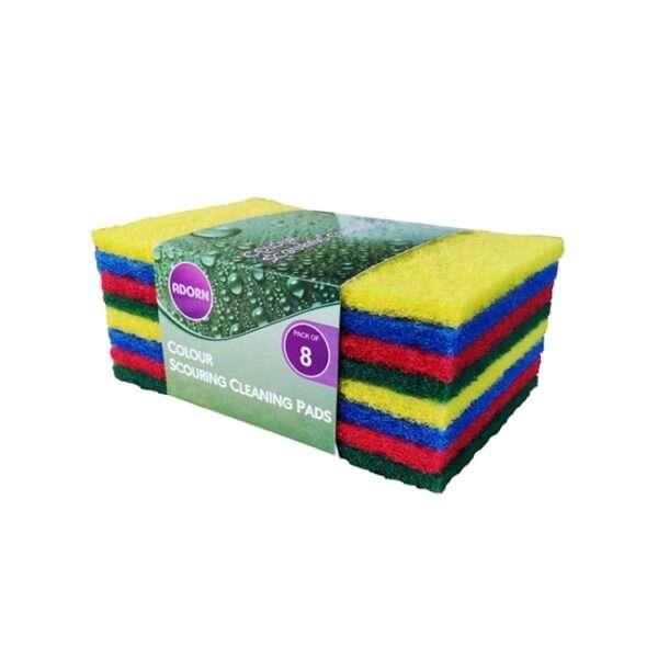 8pk Colour Scrub Cleaning Pads