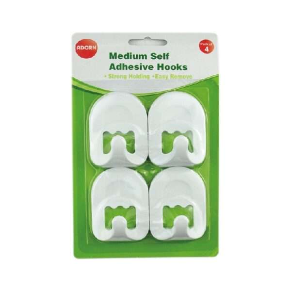 Medium Self Adhesive Hooks 4pk