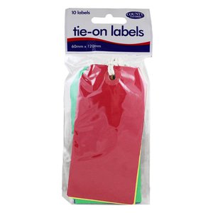 10 Coloured Tie on Tags Hang Pack