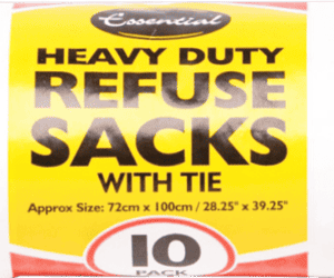 10 Heavy Duty Refuse Sacks With Tie Handle