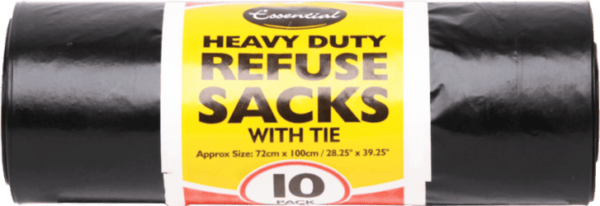 10 Heavy Duty Refuse Sacks With Tie Handle