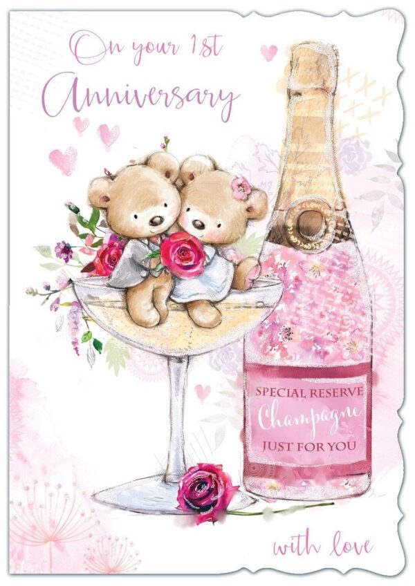 1st Wedding Anniversary Card Size 196mm x 137mm