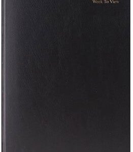 2025 Diary A4 Week To View Hardback Value Blue, Red & Black