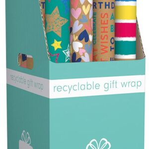 2m x 69cm Fashion Kraft Gift Wrap 4 Assorted Designs CDU