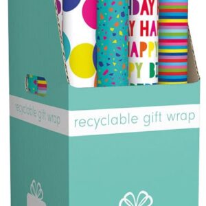 3m x 69cm Brights Gift Wrap 4 Assorted Designs CDU