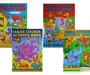 A4 Animals Sticker & Activity Book 4 Titles 36 Pages