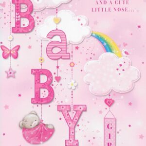 Baby Girl Card Rainbow Mobile