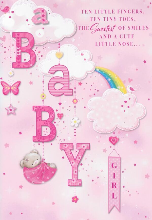 Baby Girl Card Rainbow Mobile