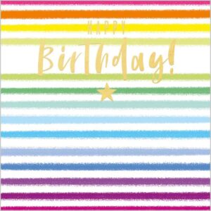 Birthday Card - Happy Birthday Rainbow Stripes