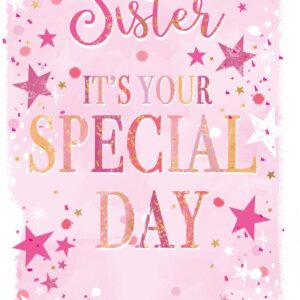 Birthday Card Sister - Pink Stars