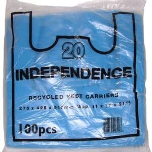 Blue Recycled Vest Carrier Bags Independence 275 x 425 x 515mm