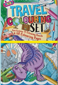 Boys Travelling Colouring Set 2 Designs Dinosaurs & Superheros