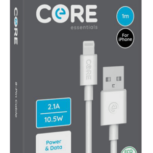 Core Essentials 8-Pin USB Cable 1m White Fast Charge - for iPhone & iPad