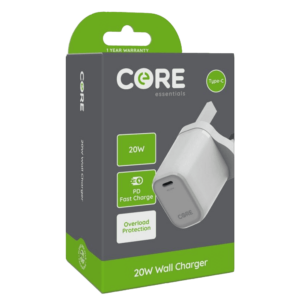 Core Essentials Type-C Wall Charger 20W PD Fast Charge