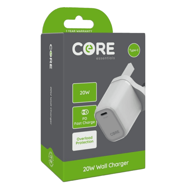 Core Essentials Type-C Wall Charger 20W PD Fast Charge