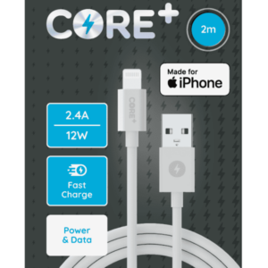 Core+ Lightning to USB-A Cable 2M WhiteTPU 2.4A/12W