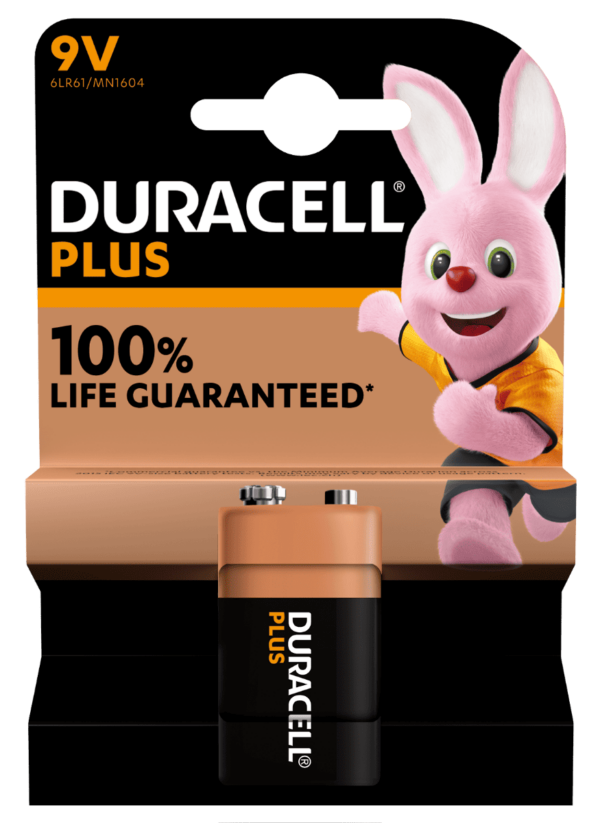 Duracell Plus 9V Alkaline Batteries 1pk +100% Life Guaranteed!