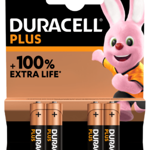 Duracell Plus AAA Alkaline Batteries 4pk +100% Extra Life!