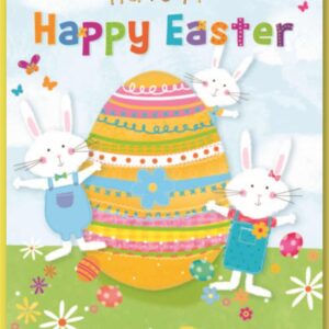 Easter Card Open - Rabbits & Egg