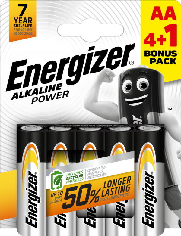 Energizer AA Alkaline Power 5pk (4+1 Free)