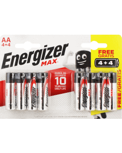 Energizer MAX AA Alkaline Batteries 4+4 Free