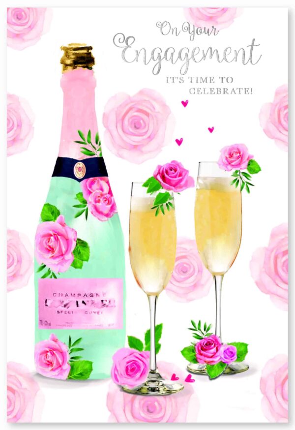 Engagement Card - Champagne & Roses