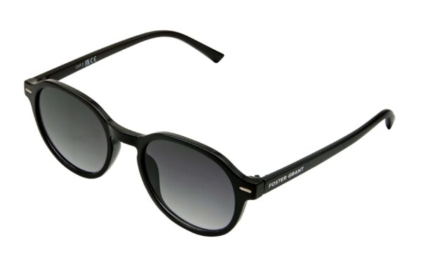 Foster Grant Sunglasses - Round - Shiny Solid Black