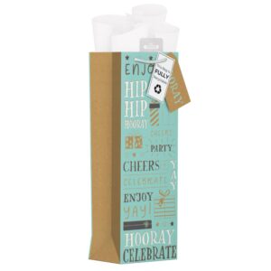 Gift Bag Bottle - Kraft Text W125xH355xD86mm