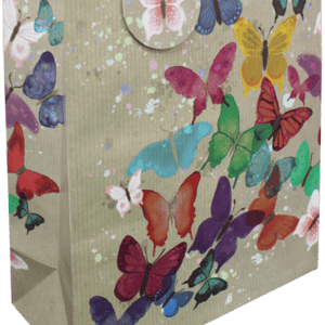 Gift Bag Large - Kraft Butterflies W260 x H321 x D121mm