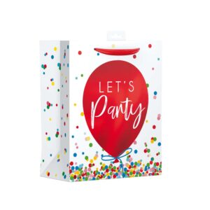 Gift Bag Large - Party Text Balloons W266xH330xD140mm