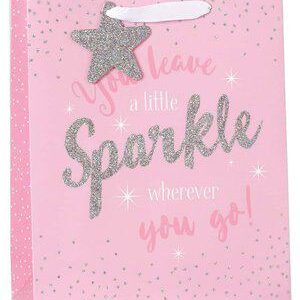 Gift Bag Large - Pink Sparkle W260 x H321 x D121mm