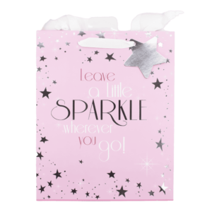 Gift Bag Medium - Pink Sparkle W215 x H265 x D100mm