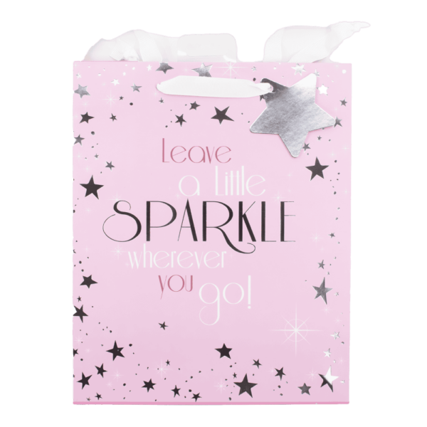 Gift Bag Medium - Pink Sparkle W215 x H265 x D100mm