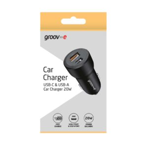 Groov-e Car Charger 1 x USB-C & 1 x USB-A Ports 20W