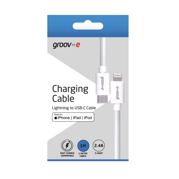 Groov-e Charging Cable Lightning - USB-C 1m 2.4A MFI