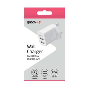 Groov-e Mains Charger Dual USB-A Charger 12W