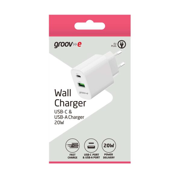 Groov-e Mains Charger USB-C & USB-A Charger 20W