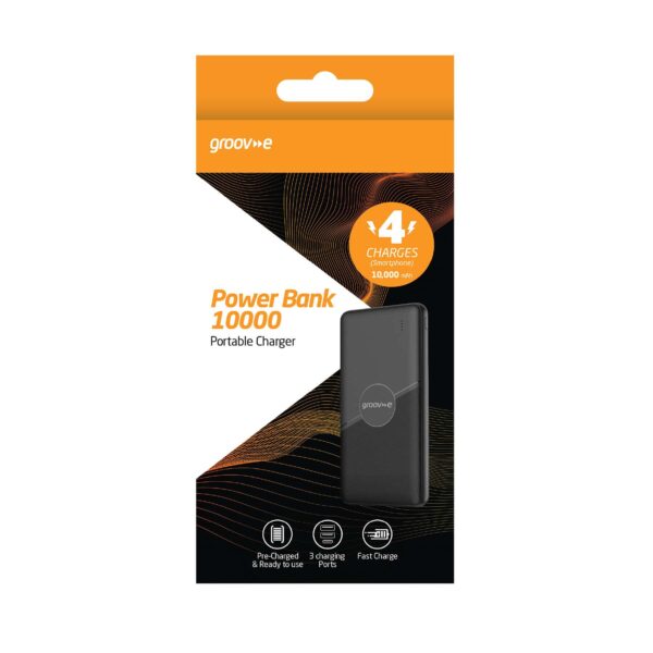 Groov-e Power Bank Portable Charger 10,000mAh 2 x USB - A & 1 x USB-C