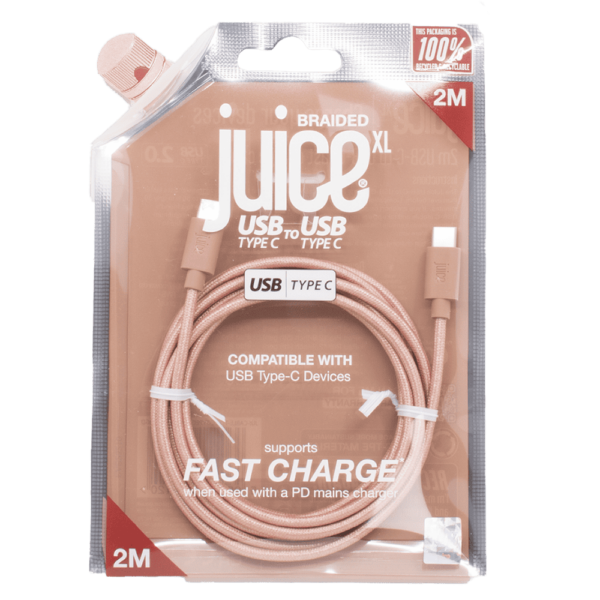 Juice Type C - Type C Cable 2M Braided Eco Rose Gold