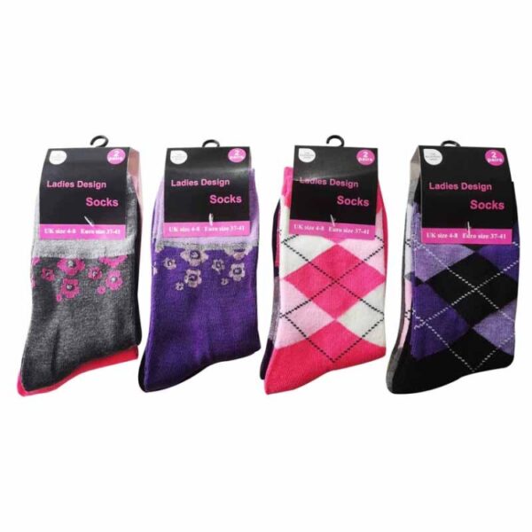 Ladies Design Socks 2 Pairs