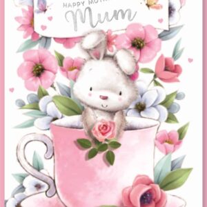 Mother's Day Card Open - Bunny In A Teacup