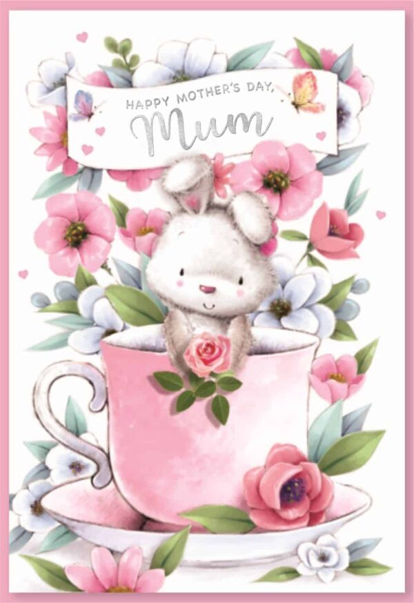 Mother's Day Card Open - Bunny In A Teacup