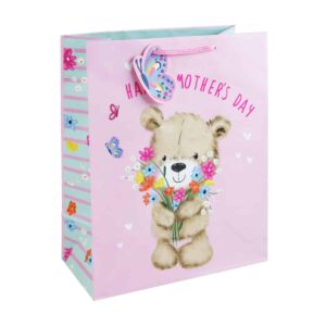 Mother's Day Gift Bag Large Cute Bear & Flowers