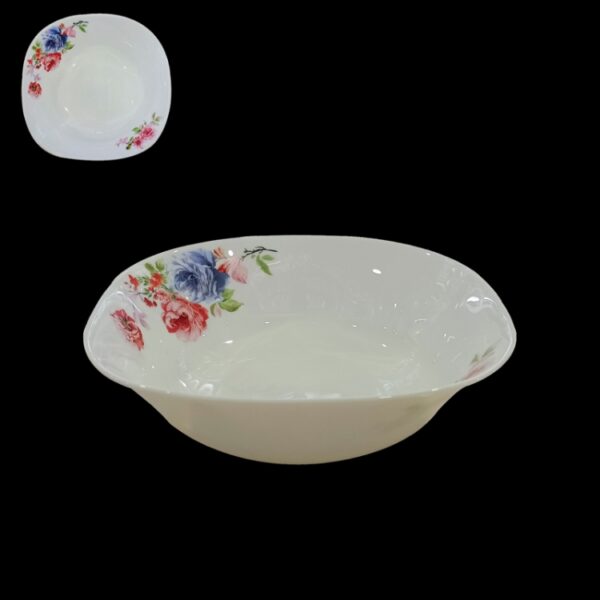 Opal Glass Floral Deep SQ Bowl 7.5''