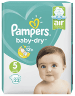 Pampers Baby-Dry Nappies Size 5, 11-16kgs, 24-35lbs 23's