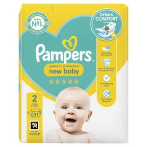 Pampers New Baby Premium Protection Nappies Size 2 4-8kg, 9-18lbs 31's