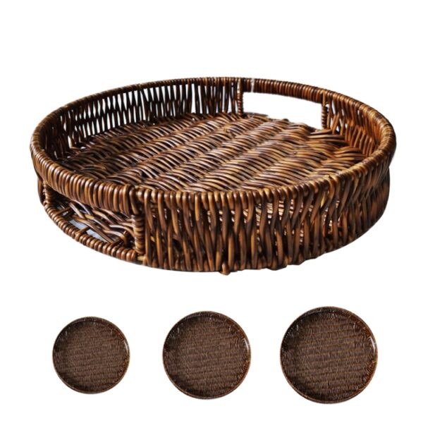 Rattan Tray 3pc Set 25/30/35x5cm (H)