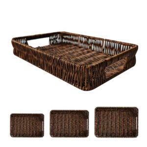 Rattan Tray 3pcs 29.5X20/34x25/40x31cm x5cm (H)