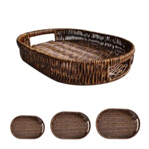 Rattan Tray Set 31X21/36x26/41x31cm x5cm