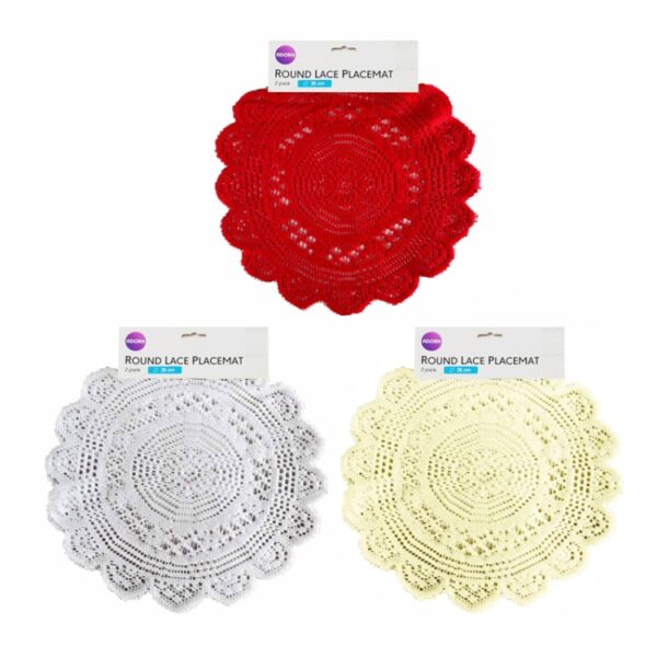 Round Lace Placemat 36cm 2pk